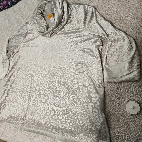 Ruby Ted NWOT Gorgeous Silver Velvet Cheeta Pattern Turtle Neck - Picture 12 of 16